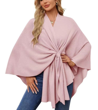 Women’s Loose V-Neck Shawl Cape Jacket