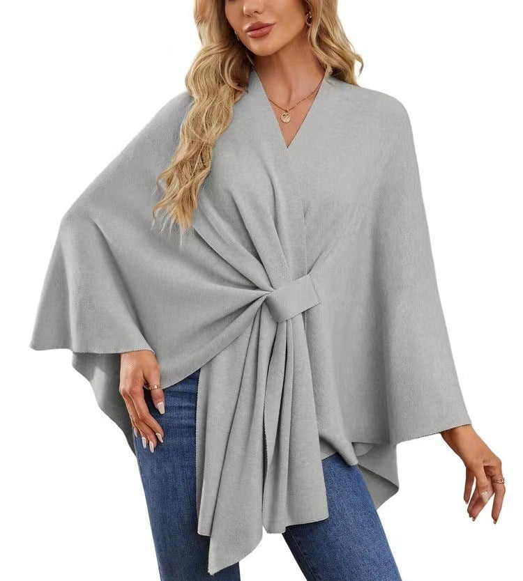 Women’s Loose V-Neck Shawl Cape Jacket