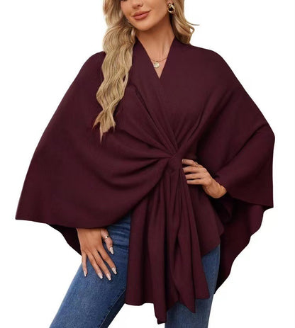 Women’s Loose V-Neck Shawl Cape Jacket
