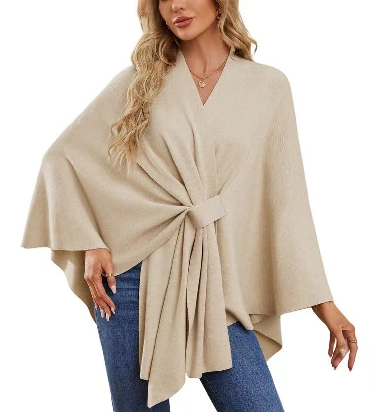 Women’s Loose V-Neck Shawl Cape Jacket
