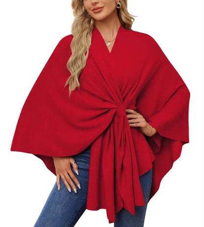 Women’s Loose V-Neck Shawl Cape Jacket