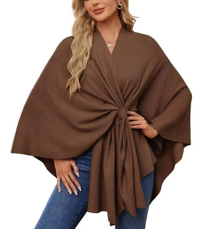Women’s Loose V-Neck Shawl Cape Jacket