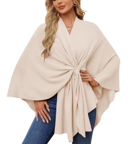 Women’s Loose V-Neck Shawl Cape Jacket
