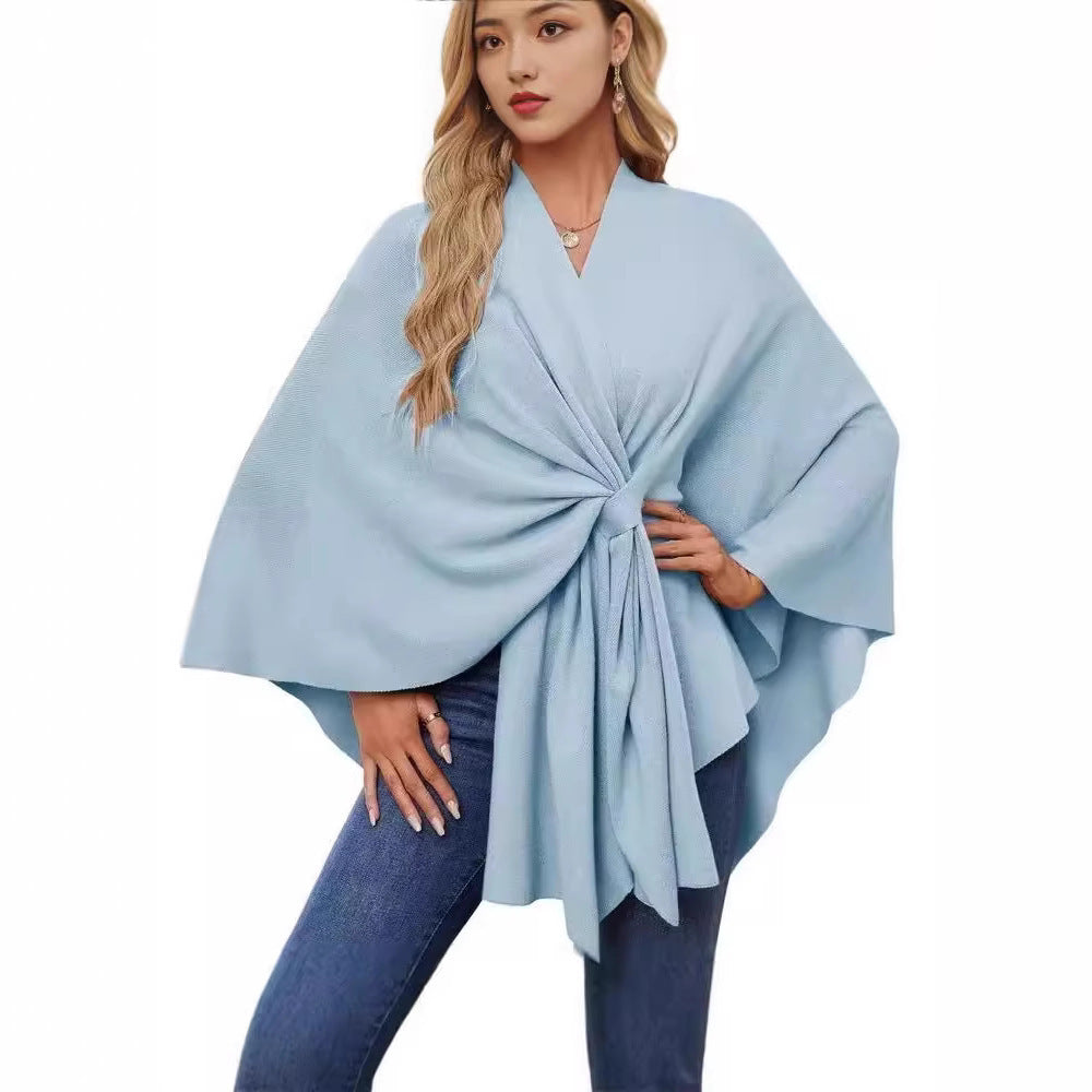 Women’s Loose V-Neck Shawl Cape Jacket