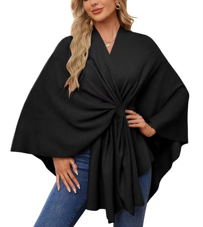 Women’s Loose V-Neck Shawl Cape Jacket
