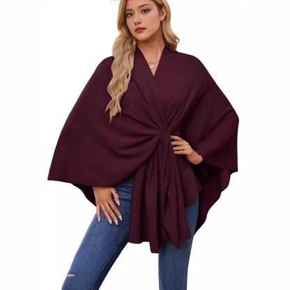 Women’s Loose V-Neck Shawl Cape Jacket