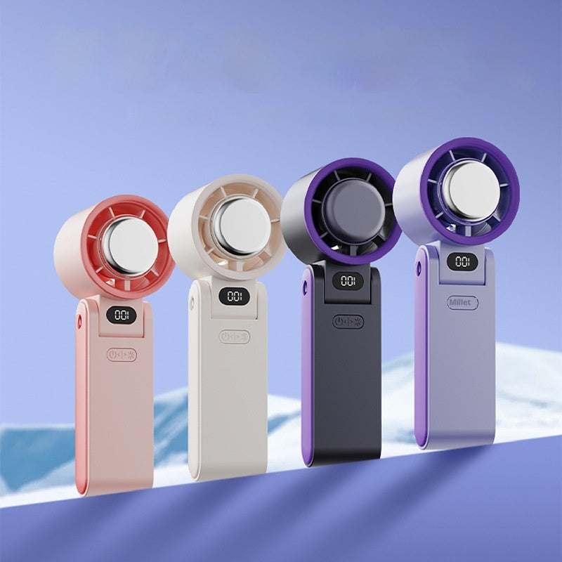 Portable Folding Handheld Fan with Ice Compress & Digital Display
