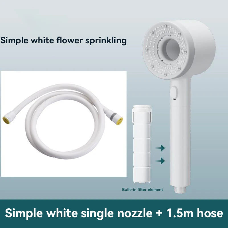 5-Mode High Pressure Shower Head with Filter – Portable Rainfall Spray for Bathroom Tap