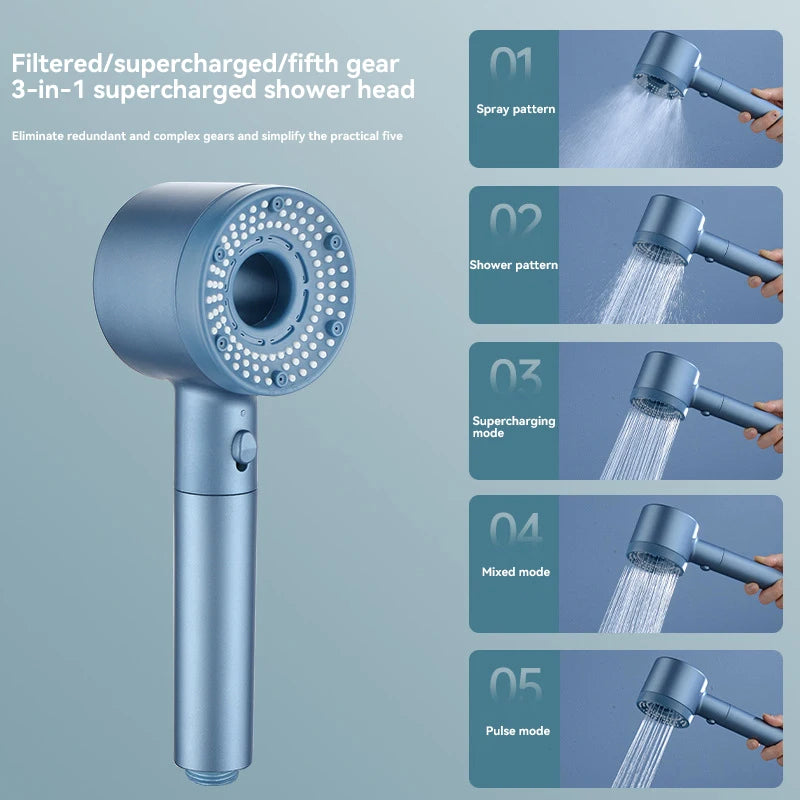 5-Mode High Pressure Shower Head with Filter