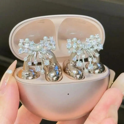 Diamond Bluetooth Ear Clip Earbuds with Charging Case