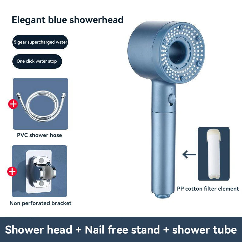 5-Mode High Pressure Shower Head with Filter