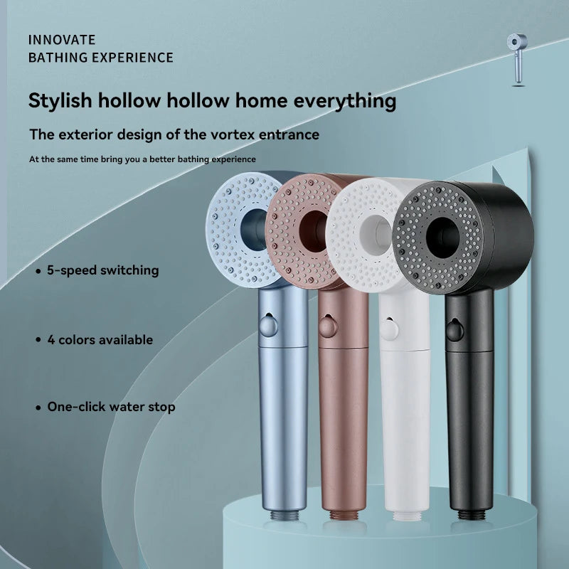 5-Mode High Pressure Shower Head with Filter – Portable Rainfall Spray for Bathroom Tap