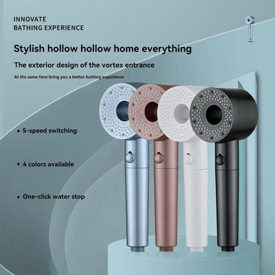 5-Mode High Pressure Shower Head with Filter – Portable Rainfall Spray for Bathroom Tap