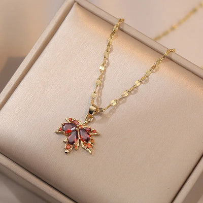 Exquisite Micro Inlaid Zircon Butterfly Tassel Necklace – Stainless Steel Moon & Flower Clavicle Choker for Women