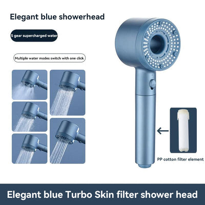 5-Mode High Pressure Shower Head with Filter – Portable Rainfall Spray for Bathroom Tap