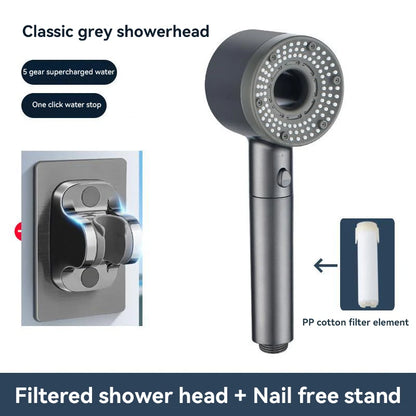 5-Mode High Pressure Shower Head with Filter