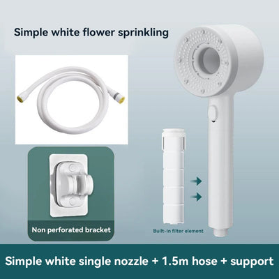 5-Mode High Pressure Shower Head with Filter – Portable Rainfall Spray for Bathroom Tap
