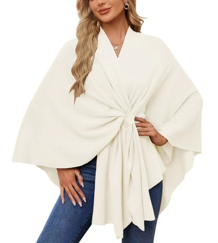 Women’s Loose V-Neck Shawl Cape Jacket