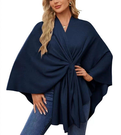 Women’s Loose V-Neck Shawl Cape Jacket