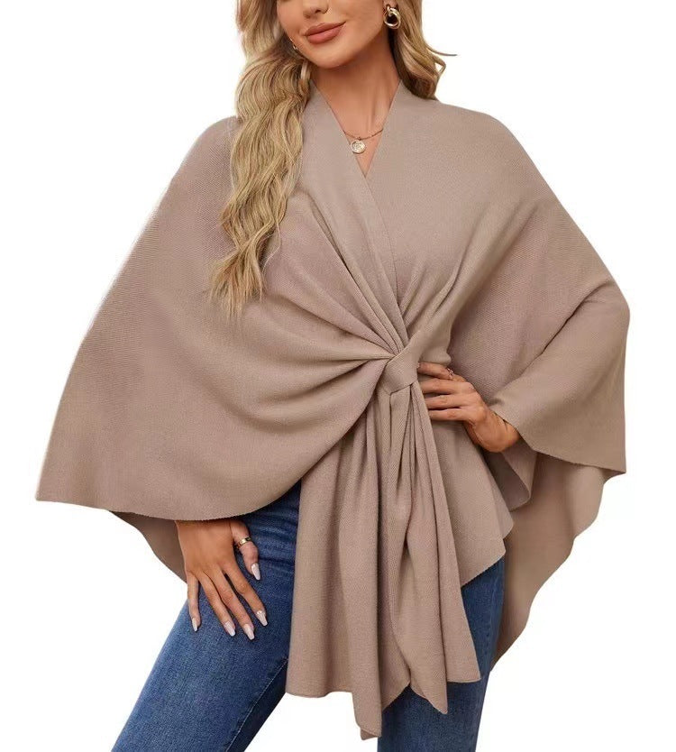 Women’s Loose V-Neck Shawl Cape Jacket