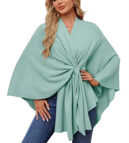 Women’s Loose V-Neck Shawl Cape Jacket