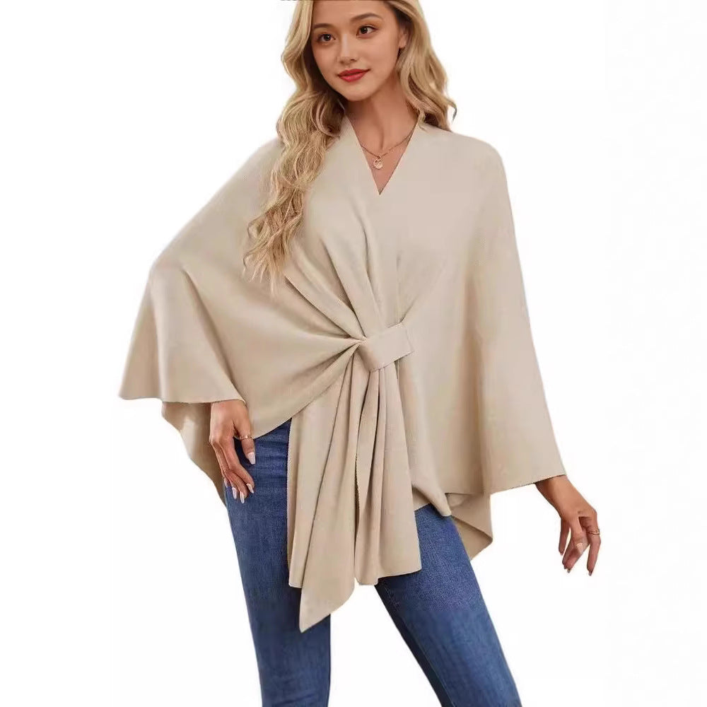 Women’s Loose V-Neck Shawl Cape Jacket