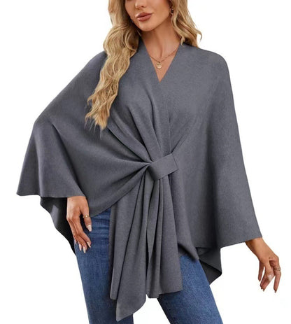 Women’s Loose V-Neck Shawl Cape Jacket