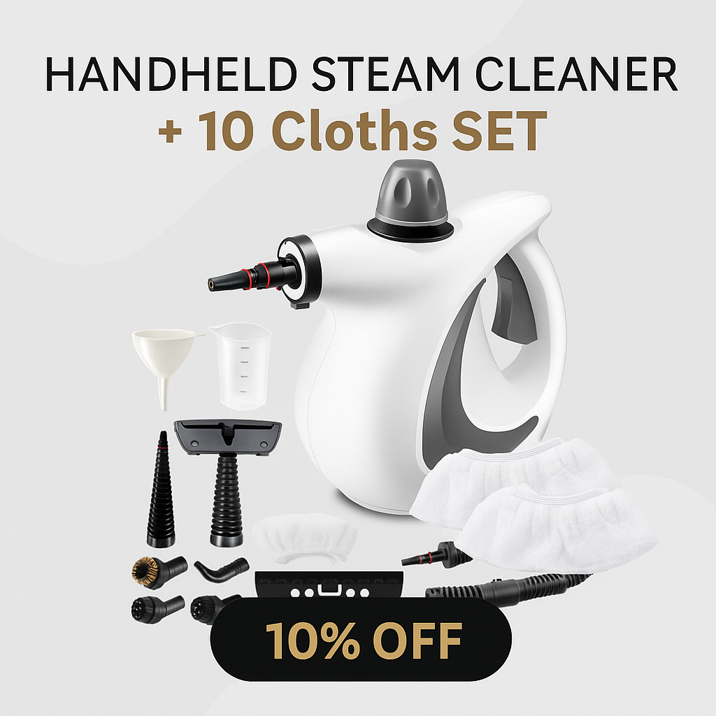 Steam Cleaning Power Kit – High-Pressure Steamer + 5 Gentle Reusable Cloth Covers- Save 10%
